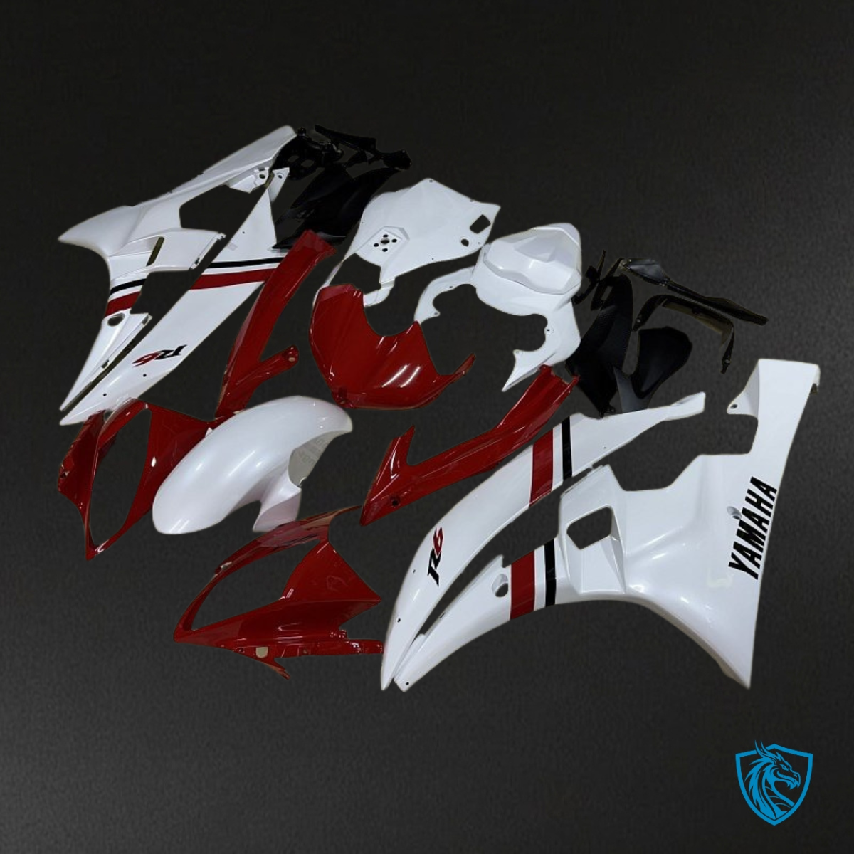 Yamaha YZF R6 (2006-2007) White & Red Stripe - MERGEment Motorcycle Fairings Kit