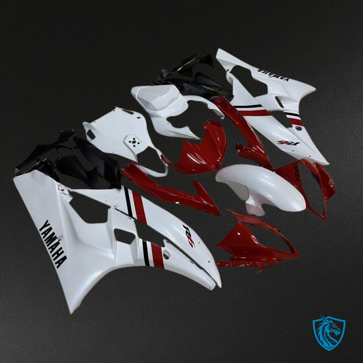 Yamaha YZF R6 (2006-2007) White & Red Stripe - MERGEment Motorcycle Fairings Kit