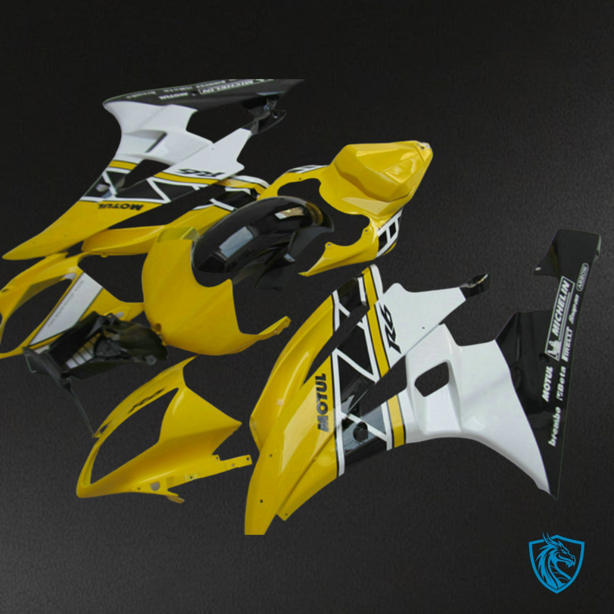 Yamaha YZF R6 (2006-2007) White, Black & Yellow - Custom ABS Fairing Kit