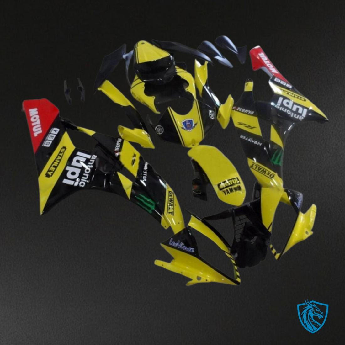 Yamaha YZF R6 (2006-2007) Yellow & Black with White Logo - MERGEment Motorcycle Fairings Kit