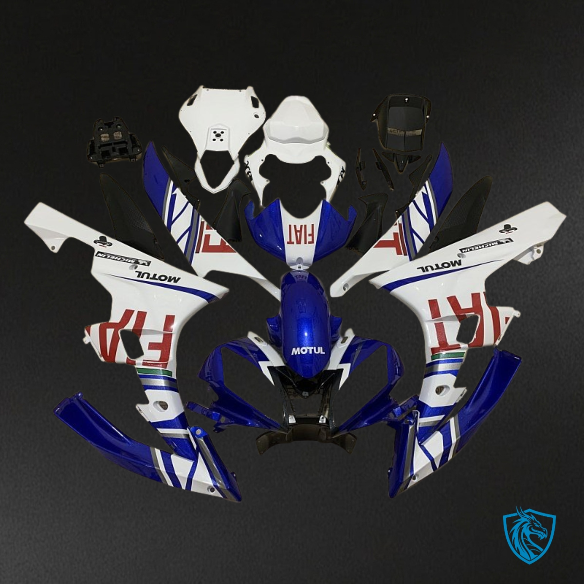 Yamaha YZF R6 (2006-2007) White & Blue Fiat Fairings Kit | ABS Bodywork