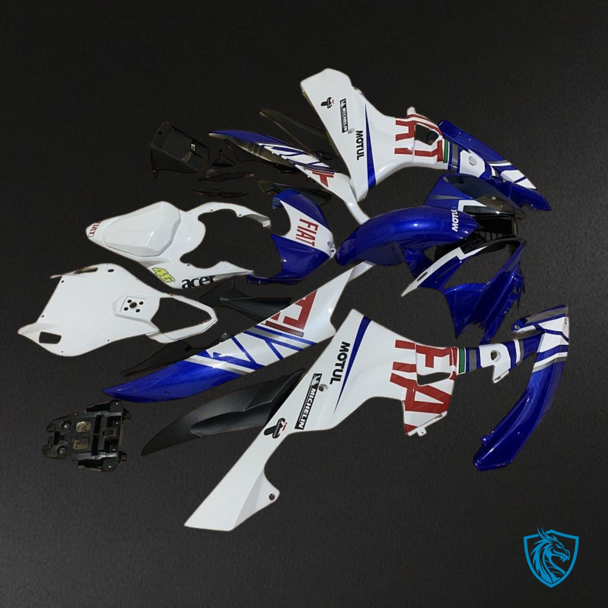 Yamaha YZF R6 (2006-2007) White & Blue Fiat Fairings Kit | ABS Bodywork
