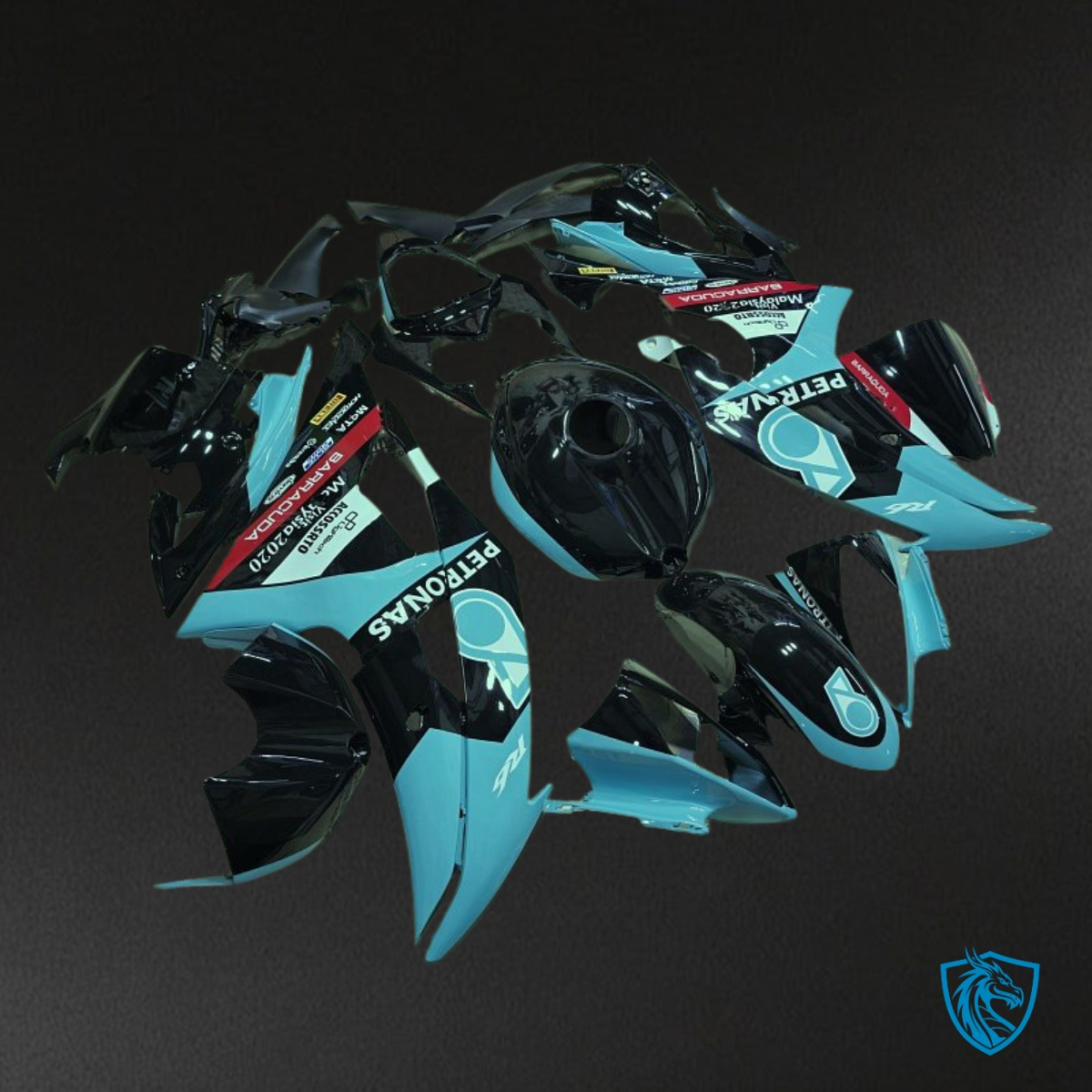 Yamaha YZF R6 (2008-2016) Black & Light Blue Petronas Fairing Kit - Aftermarket ABS Bodywork
