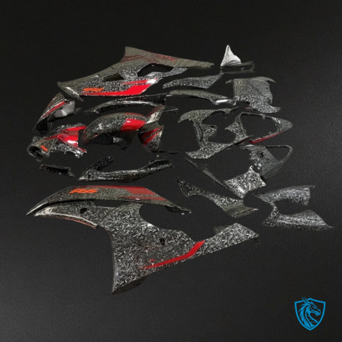 Yamaha YZF R6 (2008-2016) Black & Red Carbon Fiber Fairing Kit - Aftermarket ABS Bodywork