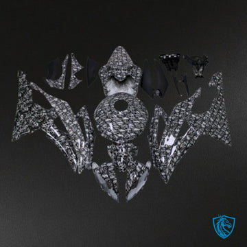 Yamaha YZF R6 (2008-2016) Black & White Carbon Fabric Fairing Kit - Aftermarket ABS Bodywork