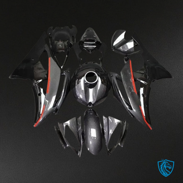 Yamaha YZF R6 (2008-2016) Red & Black Carbon Fabric Plastic Kit - Custom ABS Fairing Kit