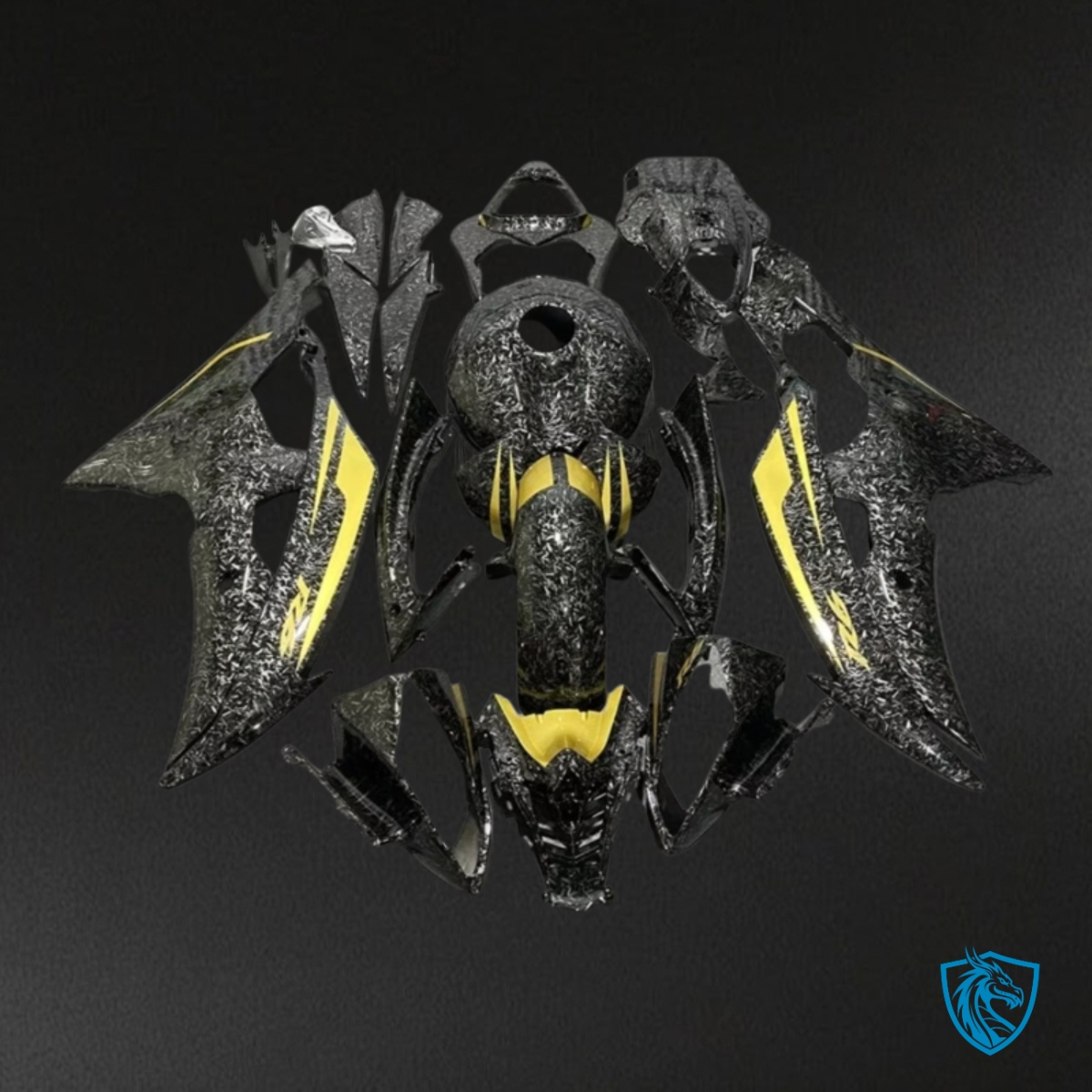 Yamaha YZF R6 (2008-2016) Yellow & Black Carbon Fabric Fairing Kit - Aftermarket ABS Bodywork