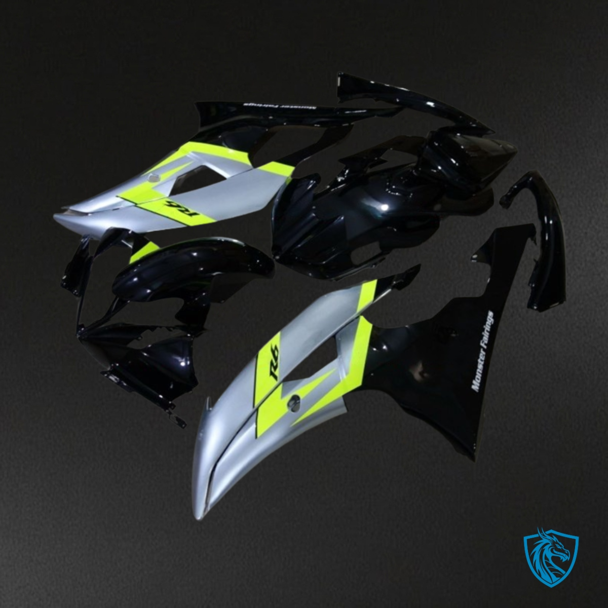 Yamaha YZF R6 (2008-2016) Gloss Black & Yellow Fairing Kit | ABS Bodywork