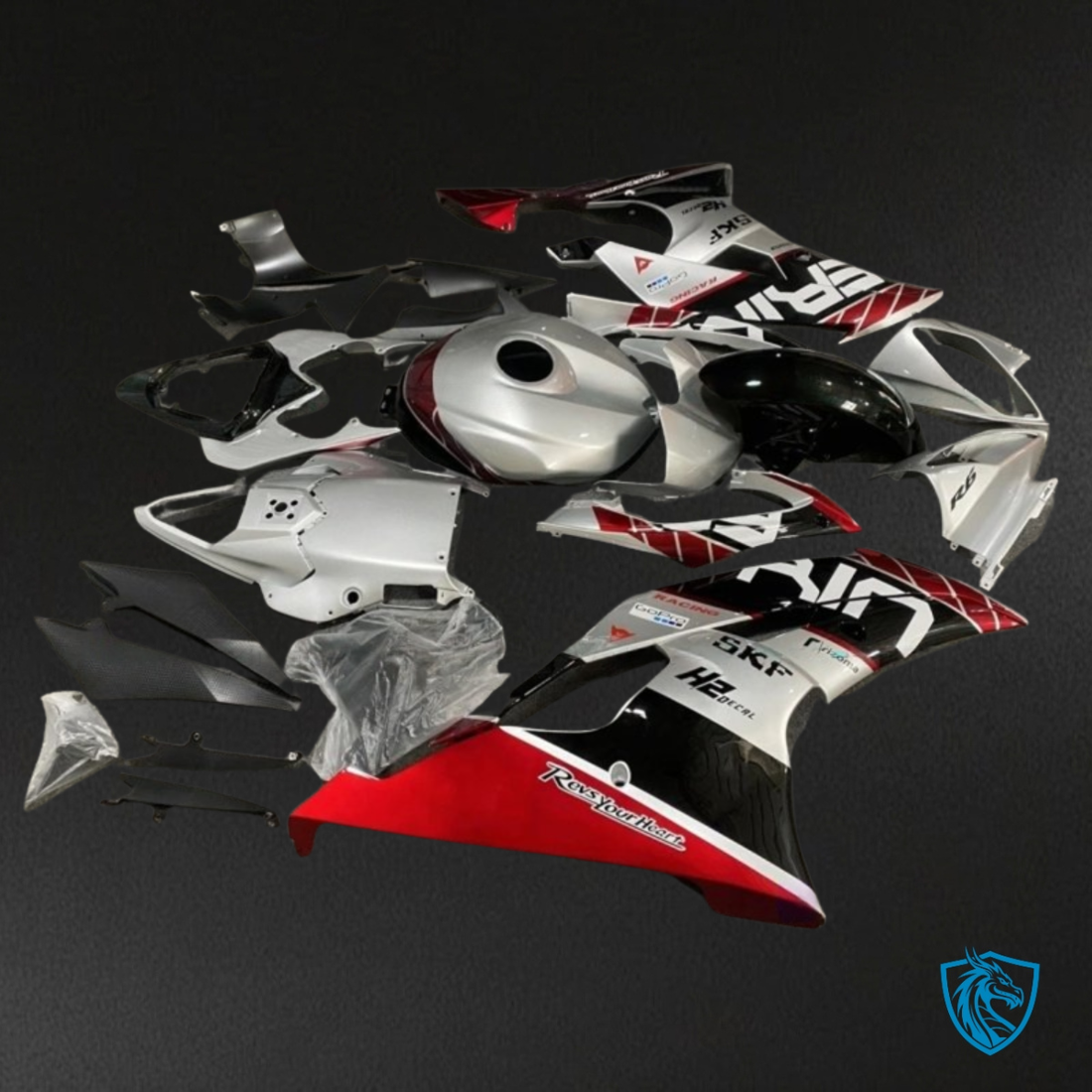 Yamaha YZF R6 (2008-2016) Black, Gray & Red - MERGEment Motorcycle Fairings Kit