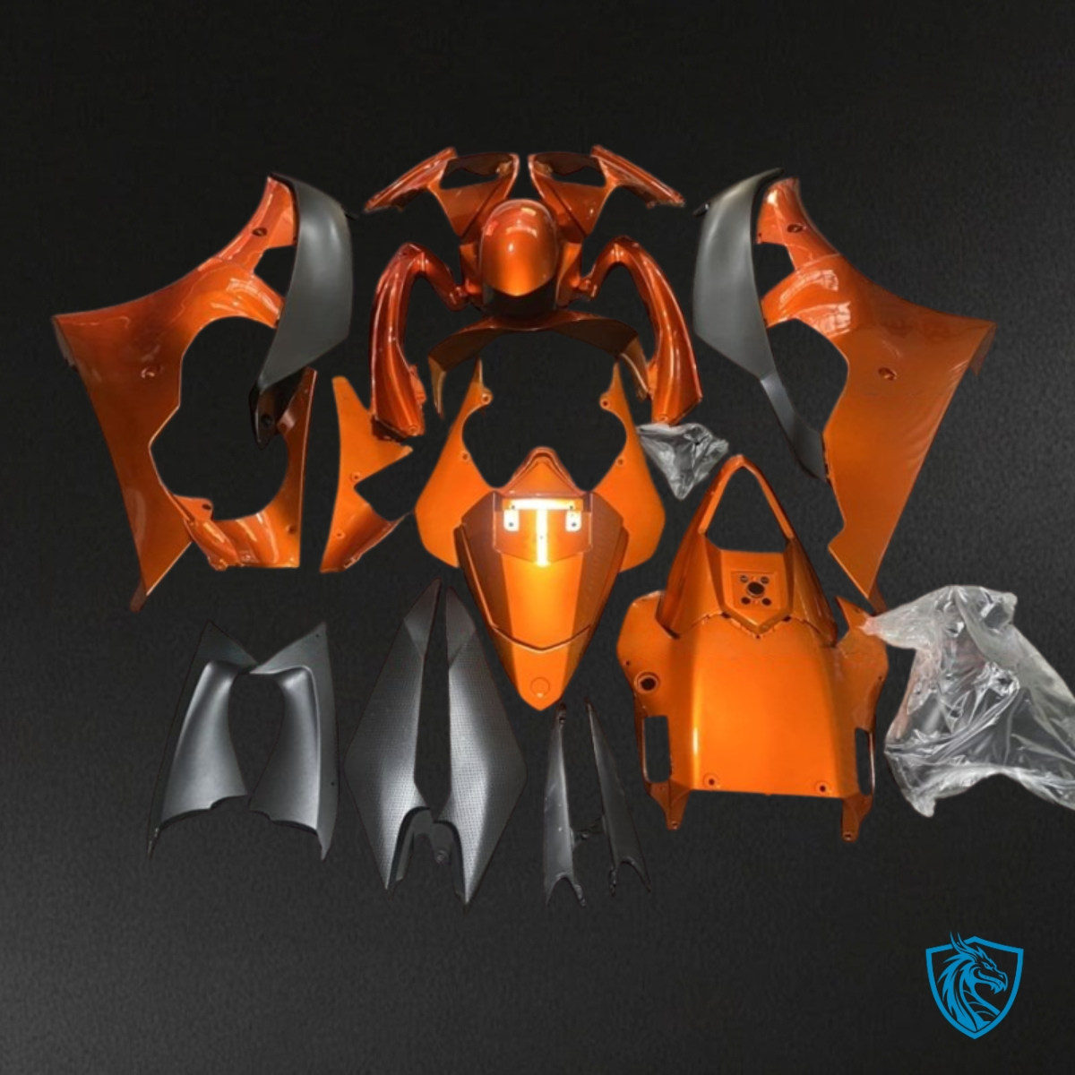 Yamaha YZF R6 (2008-2016) Orange & Black Fairing Kit - Aftermarket ABS Bodywork
