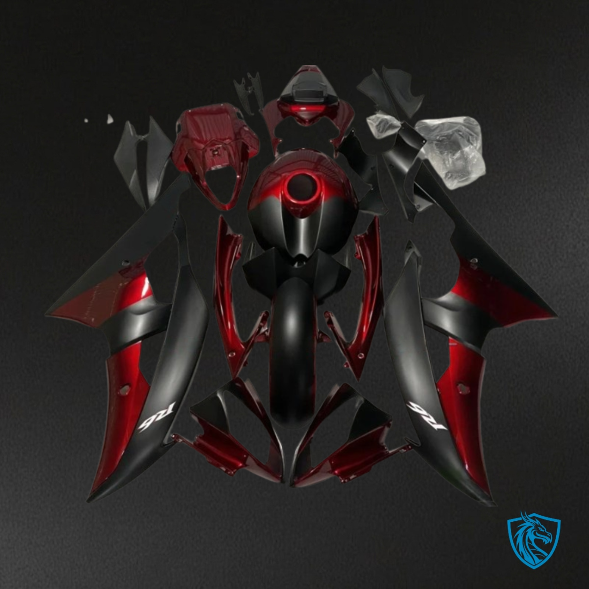 Yamaha YZF R6 (2008-2016) Black, Red & Silver No Logos - Custom ABS Fairing Kit