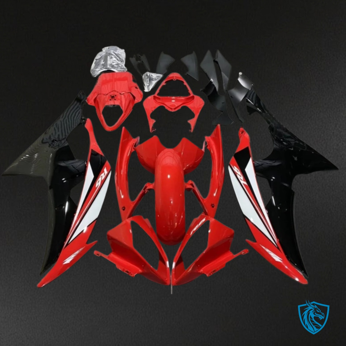 Yamaha YZF R6 (2008-2016) Black, Red & White Gloss - MERGEment Motorcycle Fairings Kit