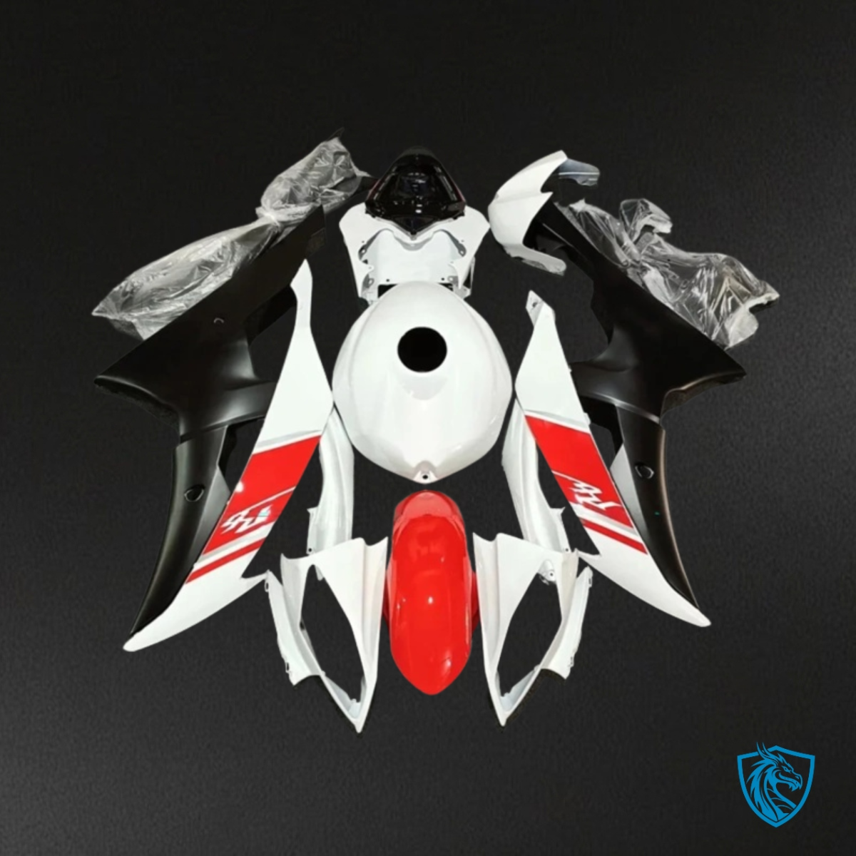 Yamaha YZF R6 (2008-2016) Black, Red & White Fairing Kit - Aftermarket ABS Bodywork