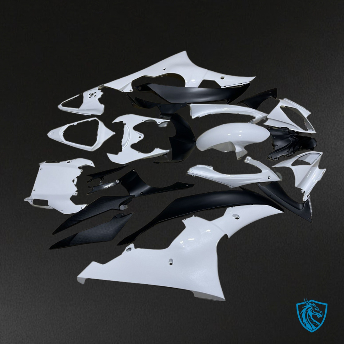 Yamaha YZF R6 (2008-2016) Black & White Fairing Kit - Aftermarket ABS Bodywork