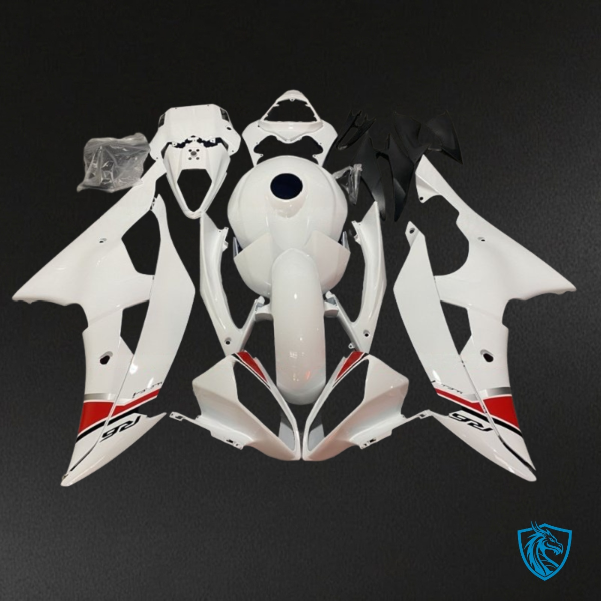 Yamaha YZF R6 (2008-2016) Gloss White & Red - MERGEment Motorcycle Fairings Kit