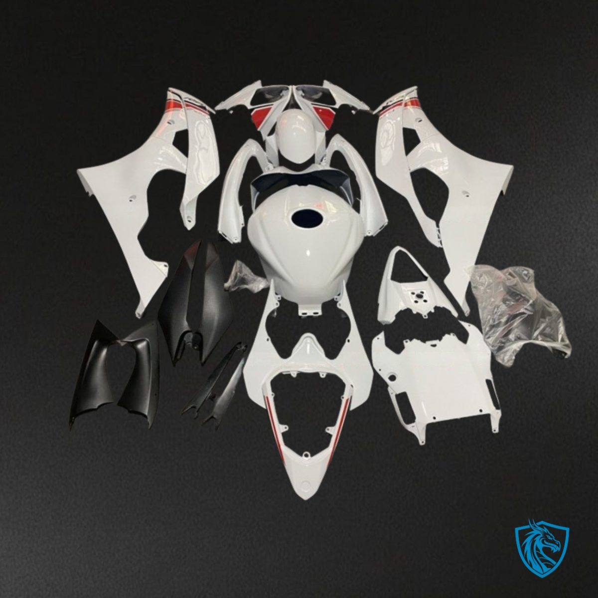 Yamaha YZF R6 (2008-2016) Gloss White & Red - MERGEment Motorcycle Fairings Kit