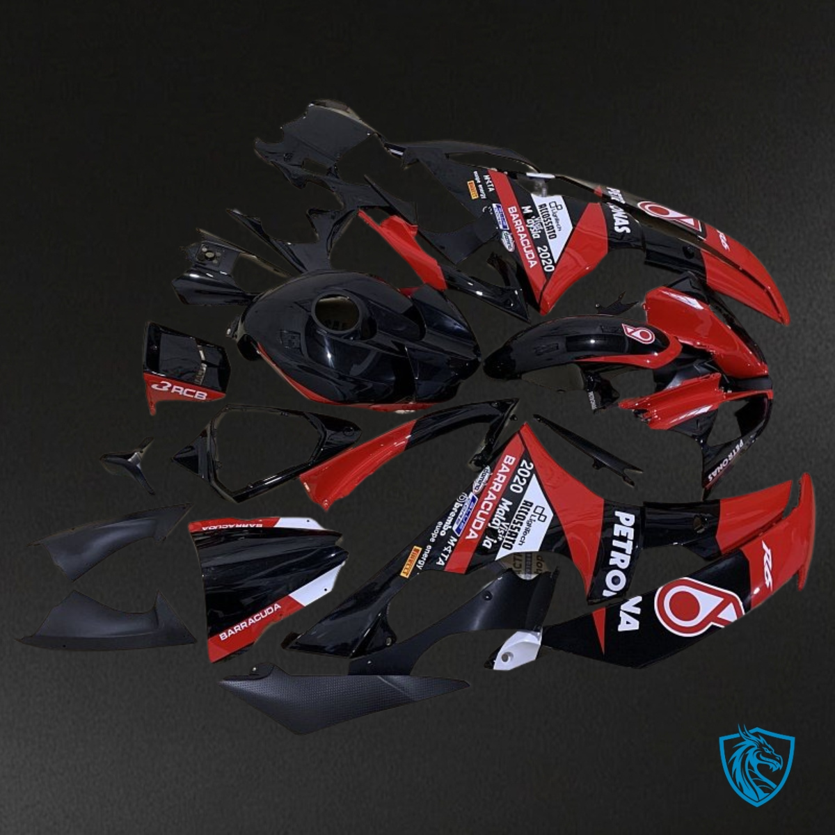 Yamaha YZF R6 (2008-2016) Black, Gloss Red & White Fairing Kit - Aftermarket ABS Bodywork