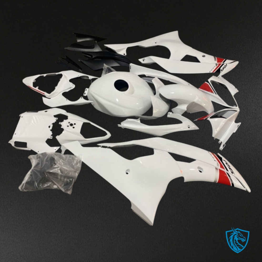 Yamaha YZF R6 (2008-2016) Gloss White & Red - MERGEment Motorcycle Fairings Kit