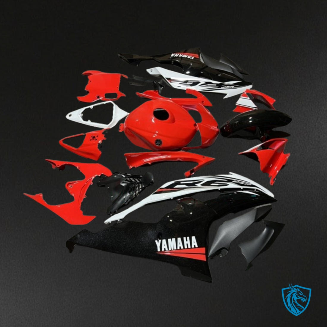 Yamaha YZF R6 (2008-2016) Red, Black & White Fairing Kit - Aftermarket ABS Bodywork