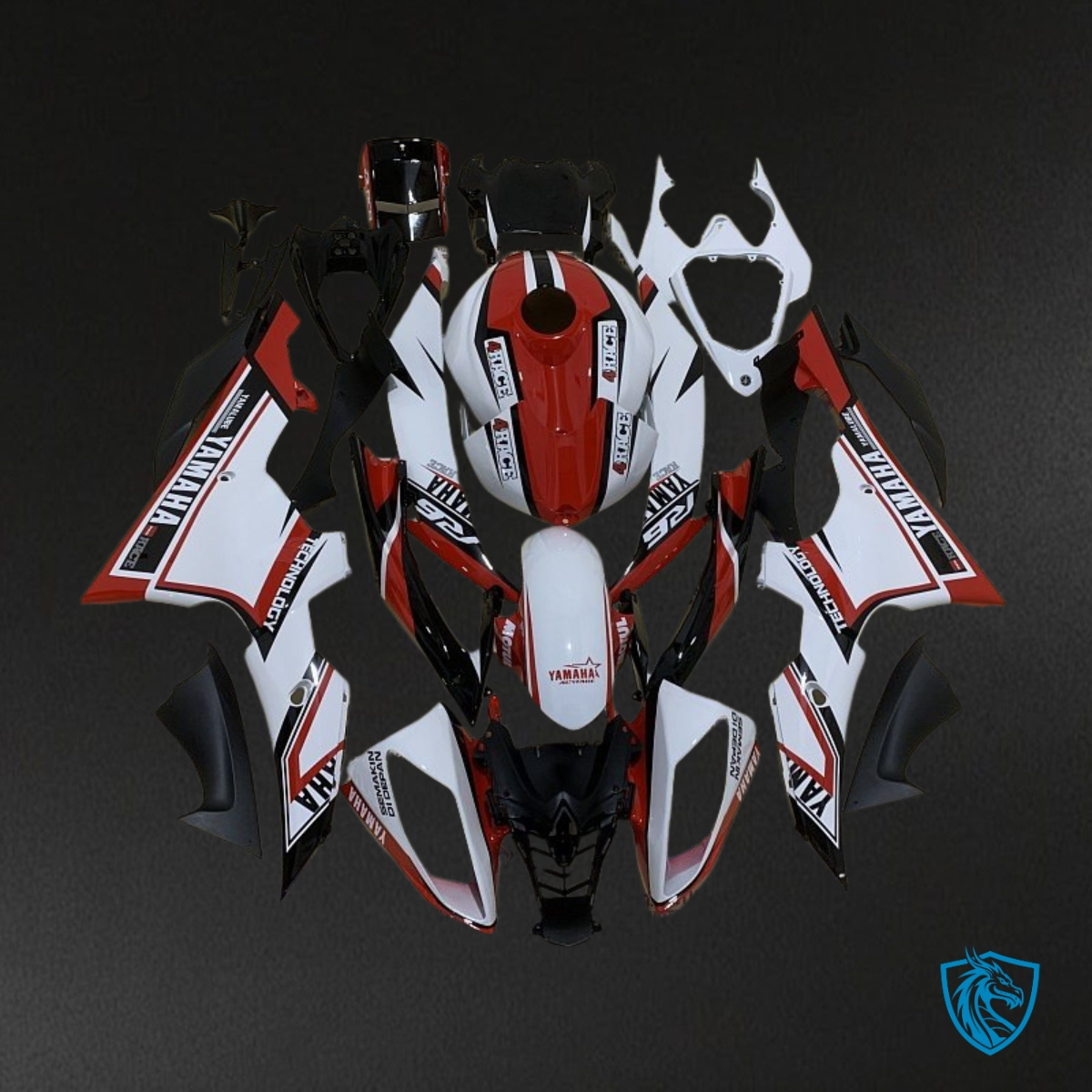 Yamaha YZF R6 (2008-2016) White, Red & Black - Custom ABS Fairing Kit