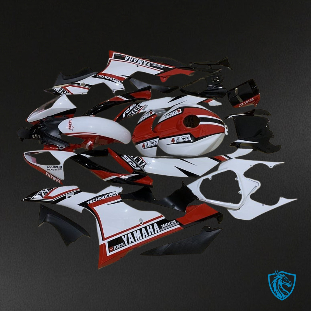 Yamaha YZF R6 (2008-2016) White, Red & Black - Custom ABS Fairing Kit