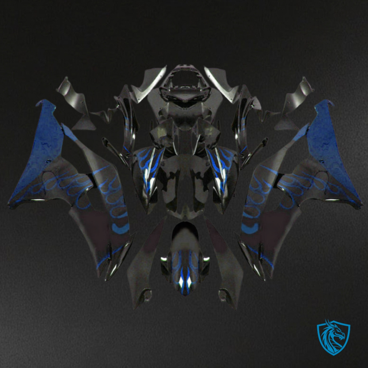 Yamaha YZF R6 (2008-2016) Blue & Black Flame - Custom ABS Fairing Kit
