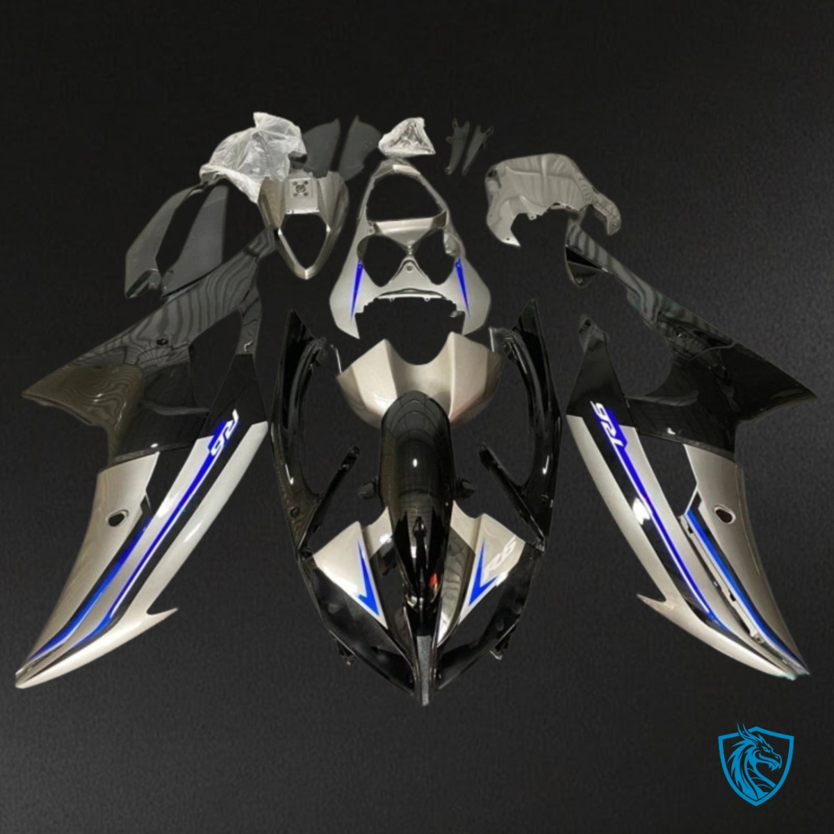 Yamaha YZF R6 (2008-2016) Black, Gray & Blue - Custom ABS Fairing Kit