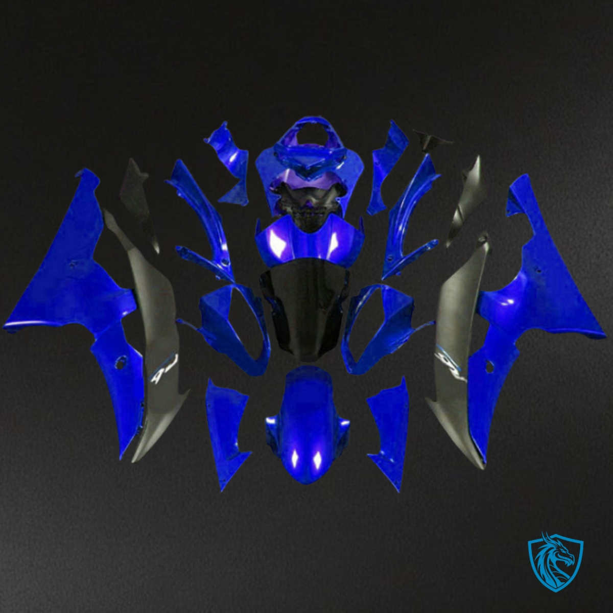 Yamaha YZF R6 (2008-2016) Blue & Black No Logo Fairing Kit - Aftermarket ABS Bodywork