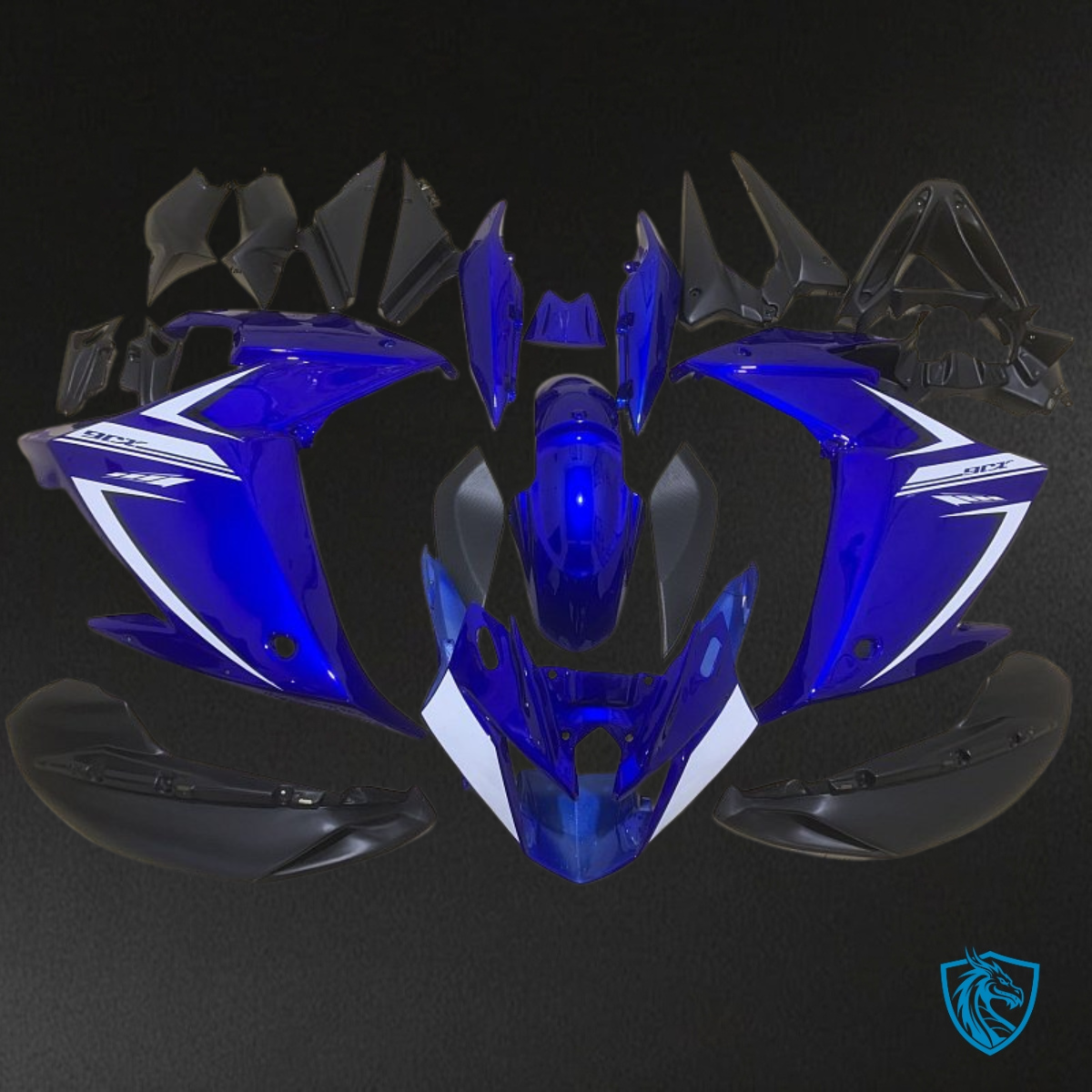 Yamaha YZF R6 (2008-2016) Blue, White & Black - Custom ABS Fairing Kit