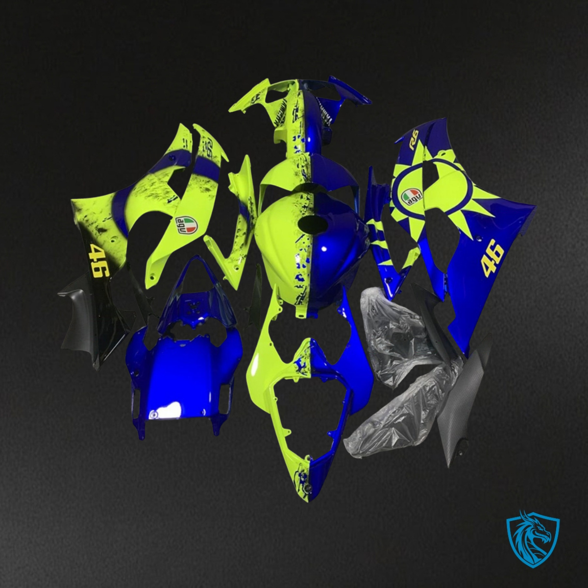Yamaha YZF R6 (2008-2016) Blue & Yellow - Custom ABS Fairing Kit