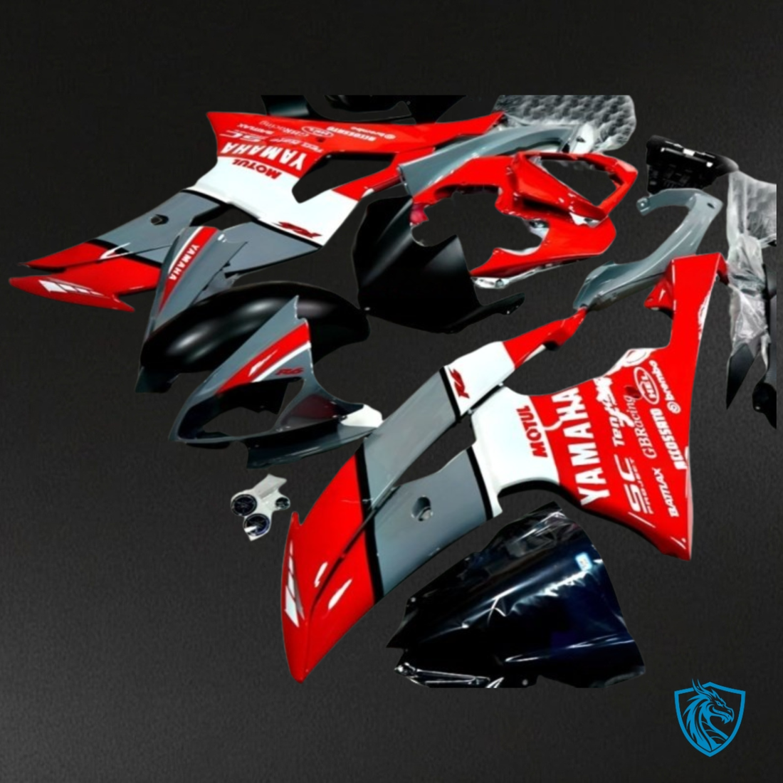Yamaha YZF R6 (2008-2016) Gray, Red & White - MERGEment Motorcycle Fairings Kit
