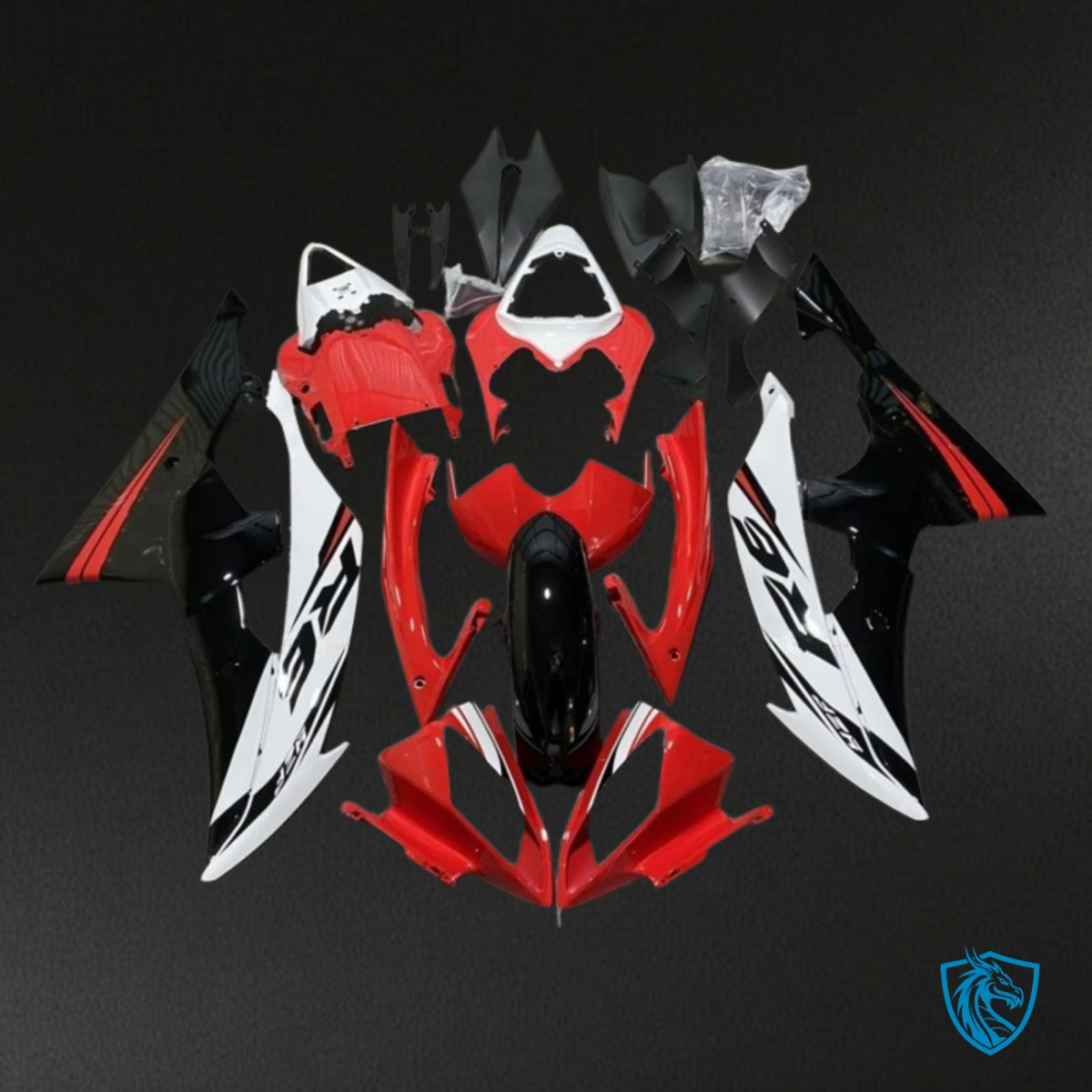 Yamaha YZF R6 (2008-2016) Red, Black & White - MERGEment Motorcycle Fairings Kit