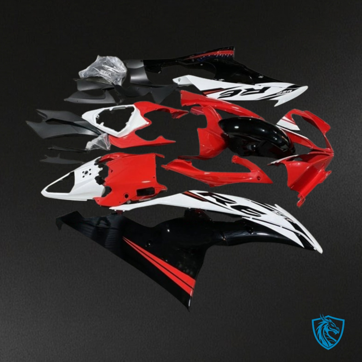 Yamaha YZF R6 (2008-2016) Red, Black & White - MERGEment Motorcycle Fairings Kit
