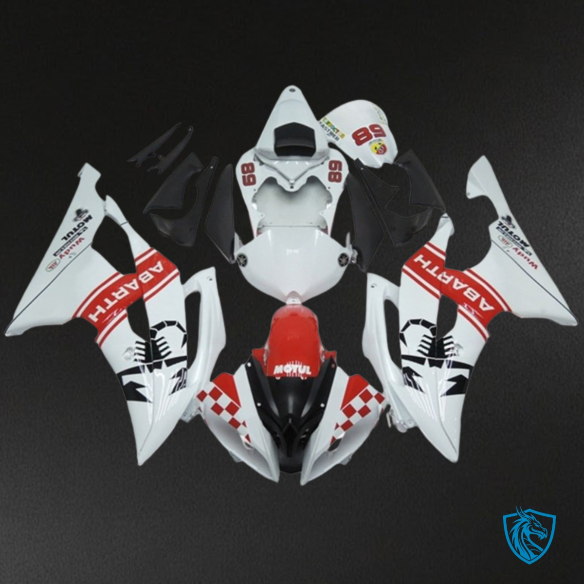 Yamaha YZF R6 (2008-2016) Red & White Fairing Kit - Aftermarket ABS Bodywork