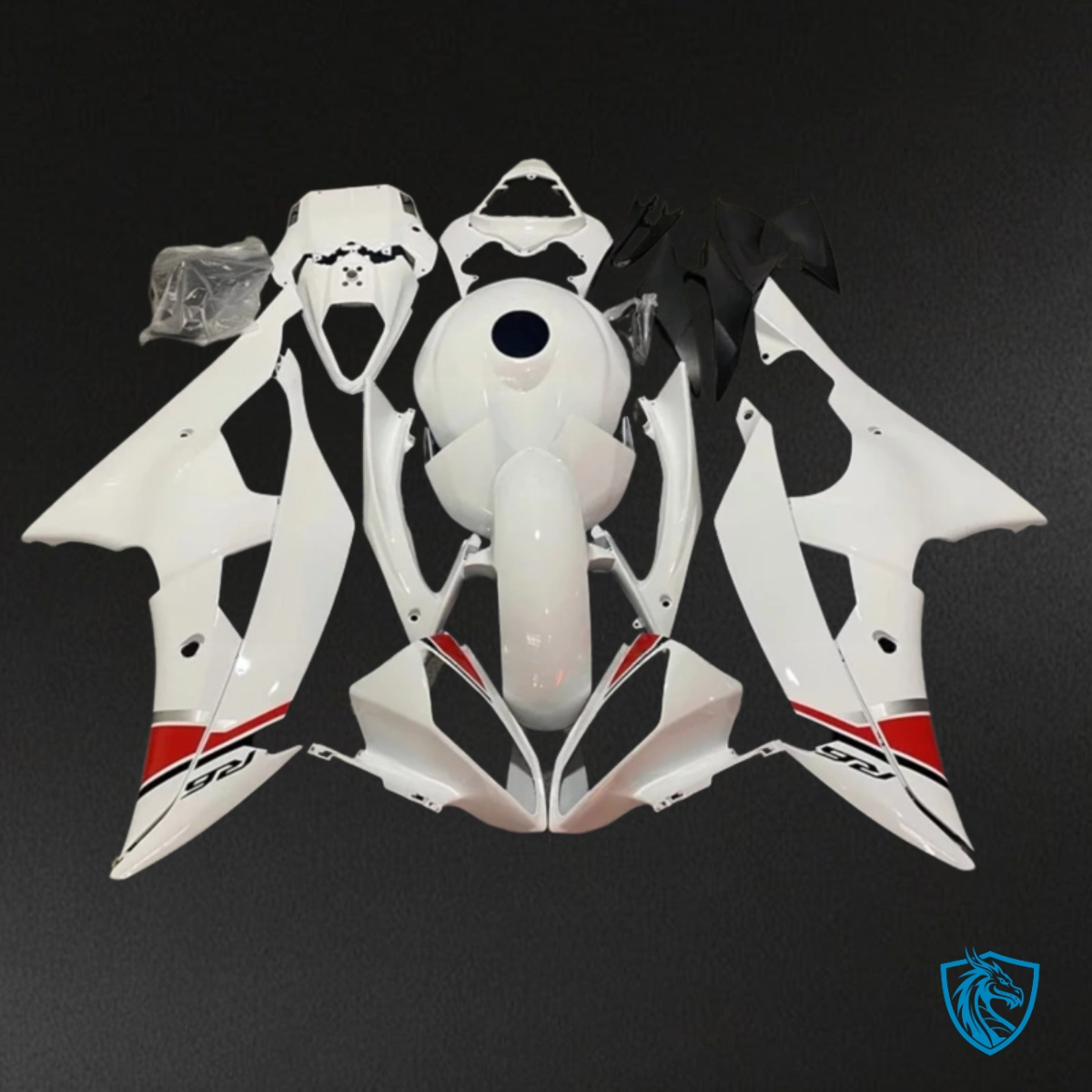 Yamaha YZF R6 (2008-2016) Gloss White & Red - MERGEment Motorcycle Fairings Kit