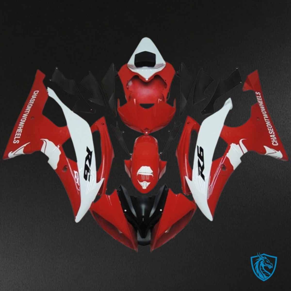Yamaha YZF R6 (2008-2016) Red, White & Black Gloss Fairing Kit | ABS Bodywork
