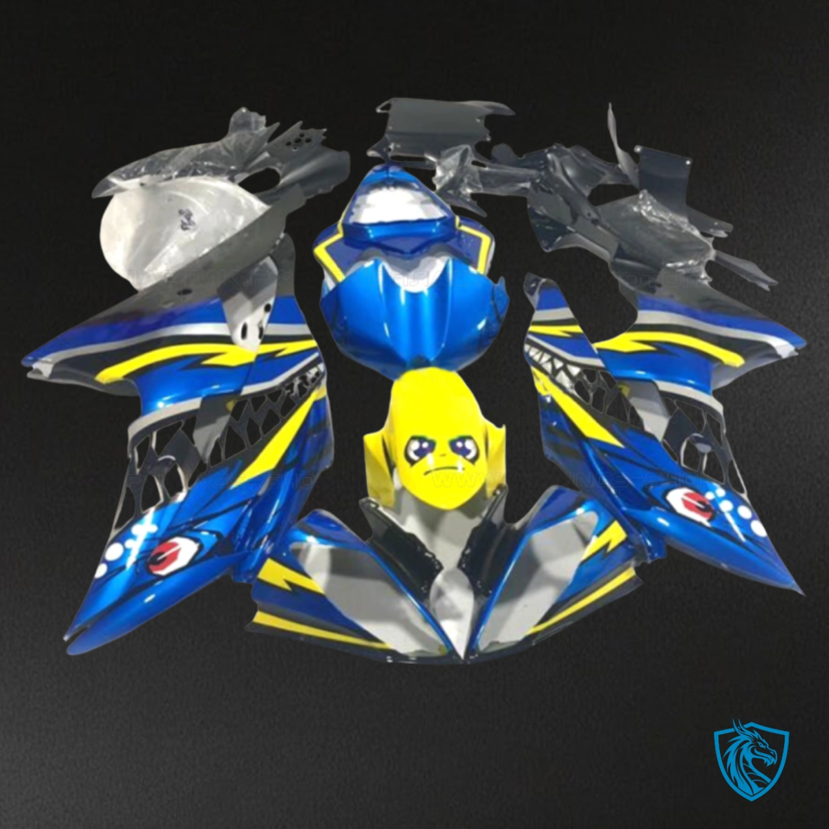 Yamaha YZF R6 (2008-2016) Gloss Blue & Yellow Shark Fairing Kit - Aftermarket ABS Bodywork