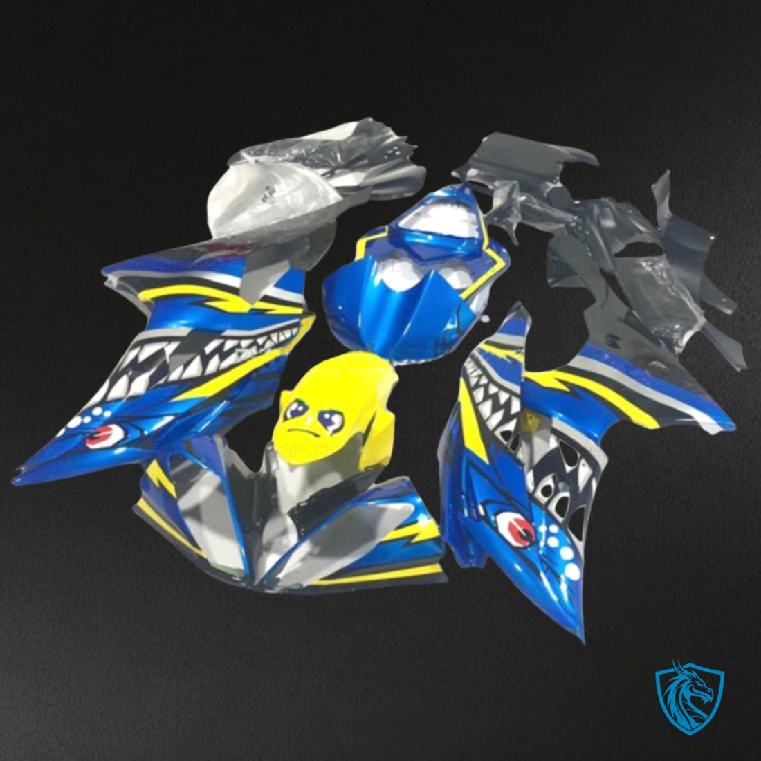 Yamaha YZF R6 (2008-2016) Gloss Blue & Yellow Shark Fairing Kit - Aftermarket ABS Bodywork