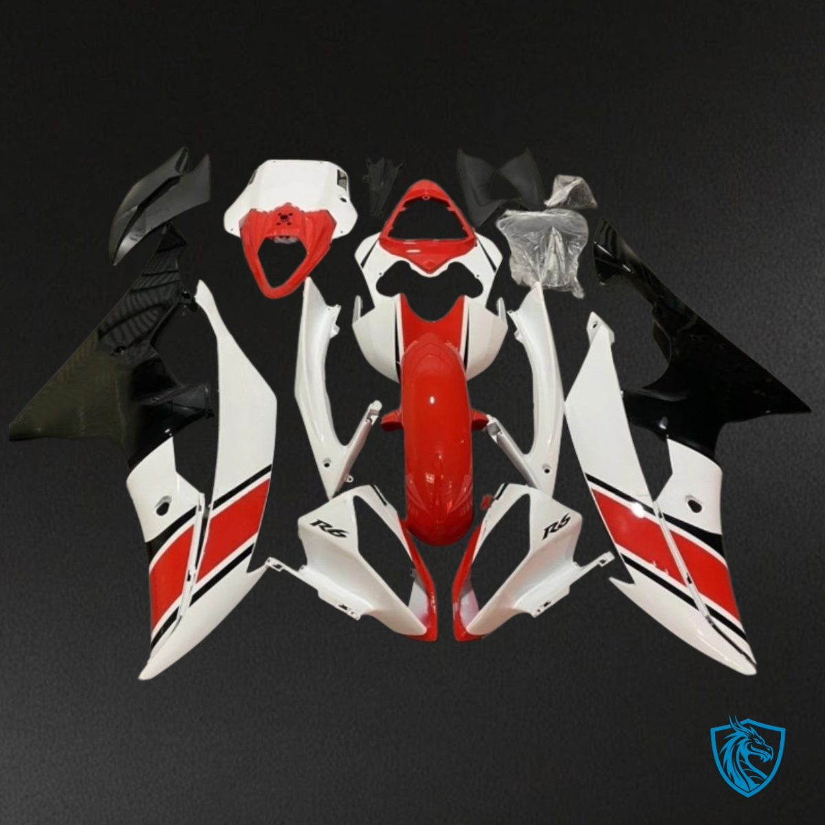 Yamaha YZF R6 (2008-2016) White, Black & Red Fairing Kit - Aftermarket ABS Bodywork