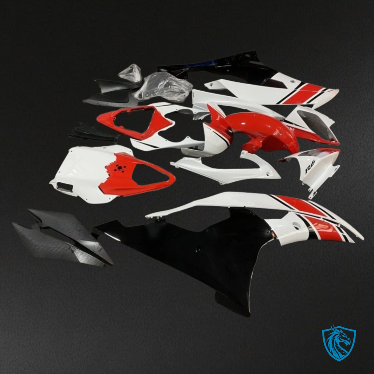 Yamaha YZF R6 (2008-2016) White, Black & Red Fairing Kit - Aftermarket ABS Bodywork