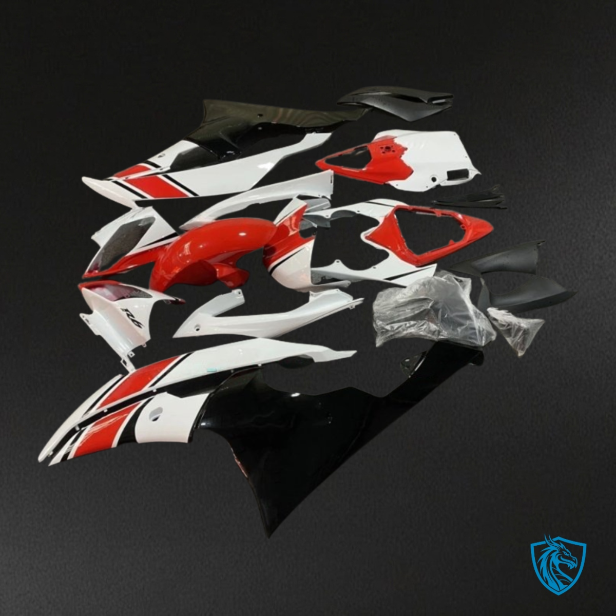 Yamaha YZF R6 (2008-2016) White, Black & Red Fairing Kit - Aftermarket ABS Bodywork