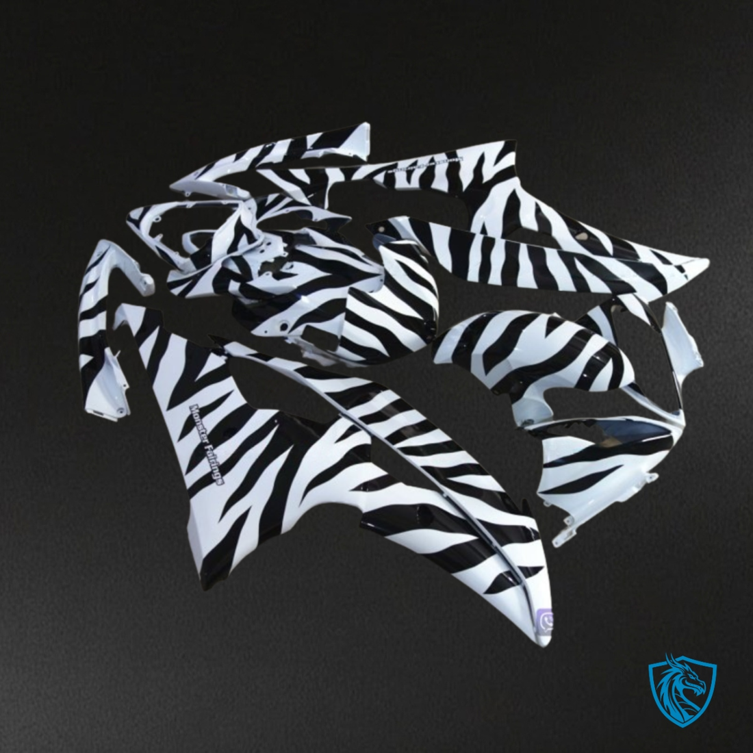 Yamaha YZF R6 (2008-2016) White & Black Zebra Fairing Kit - Aftermarket ABS Bodywork