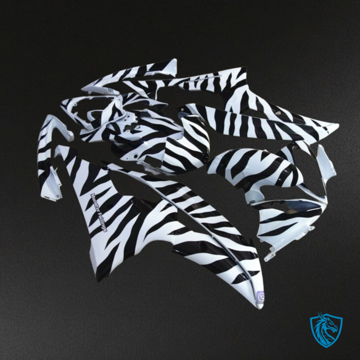 Yamaha YZF R6 (2008-2016) White & Black Zebra Fairing Kit - Aftermarket ABS Bodywork