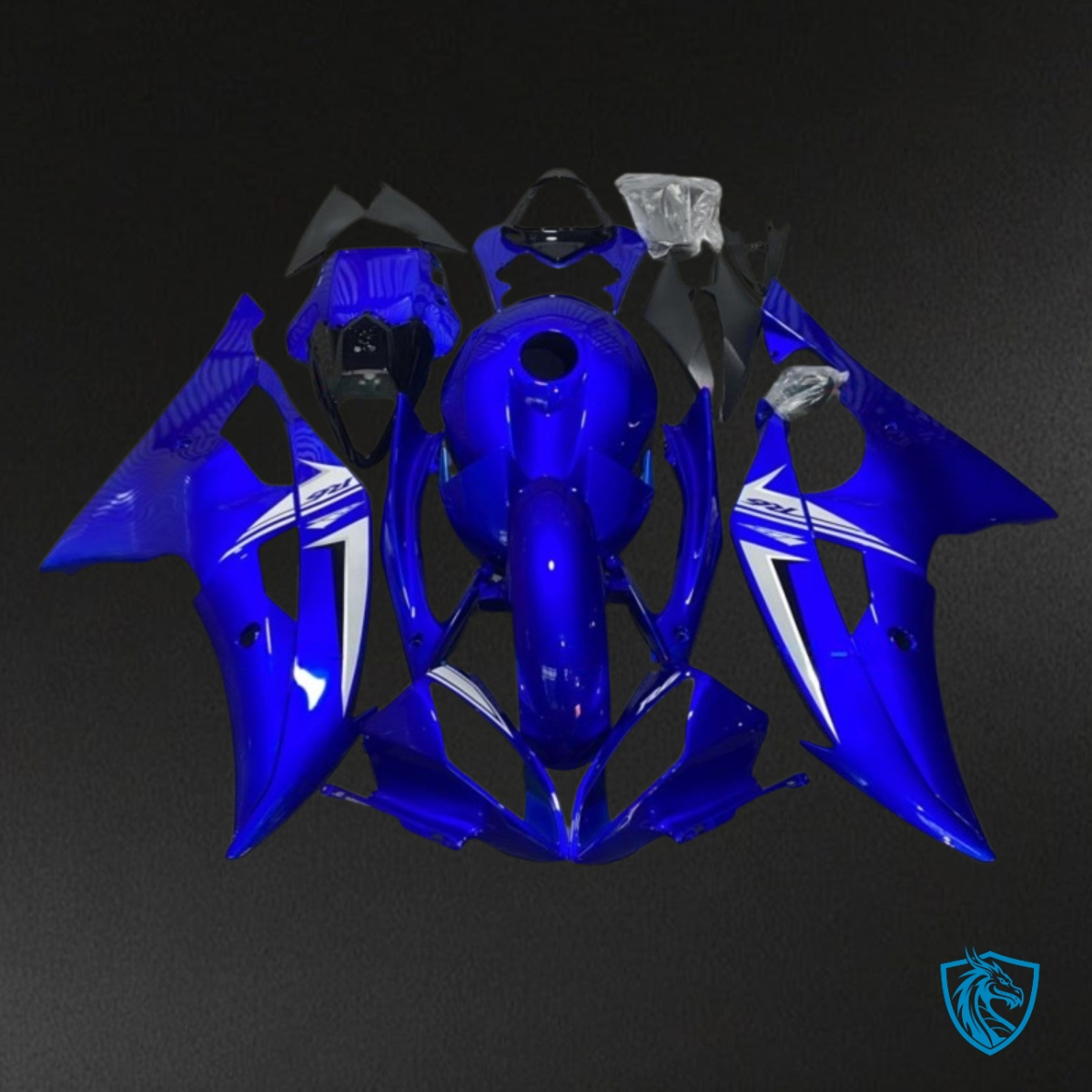 Yamaha YZF R6 (2008-2016) Glossy Blue & White - Custom ABS Fairing Kit