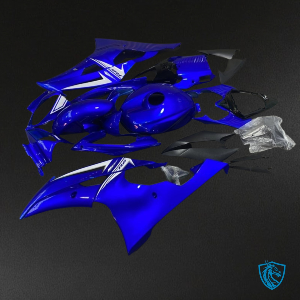 Yamaha YZF R6 (2008-2016) Glossy Blue & White - Custom ABS Fairing Kit