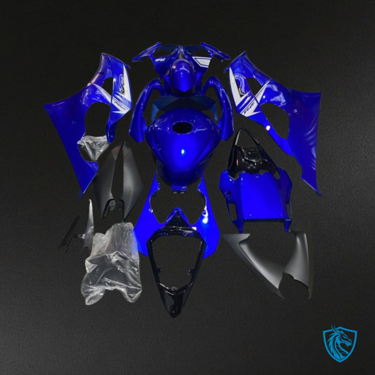 Yamaha YZF R6 (2008-2016) Glossy Blue & White - Custom ABS Fairing Kit