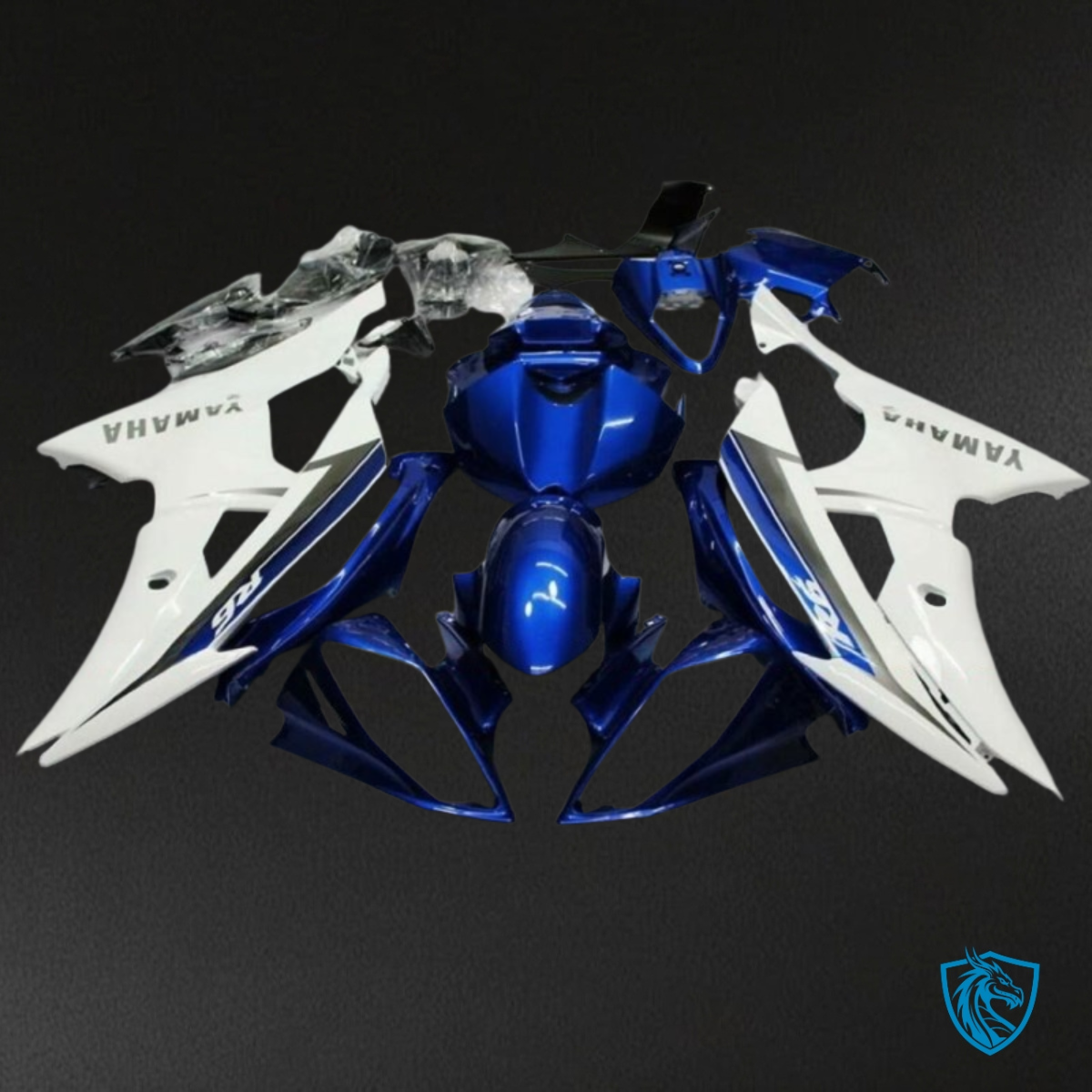 Yamaha YZF R6 (2008-2016) Gloss Blue & White Fairing Kit - Aftermarket ABS Bodywork