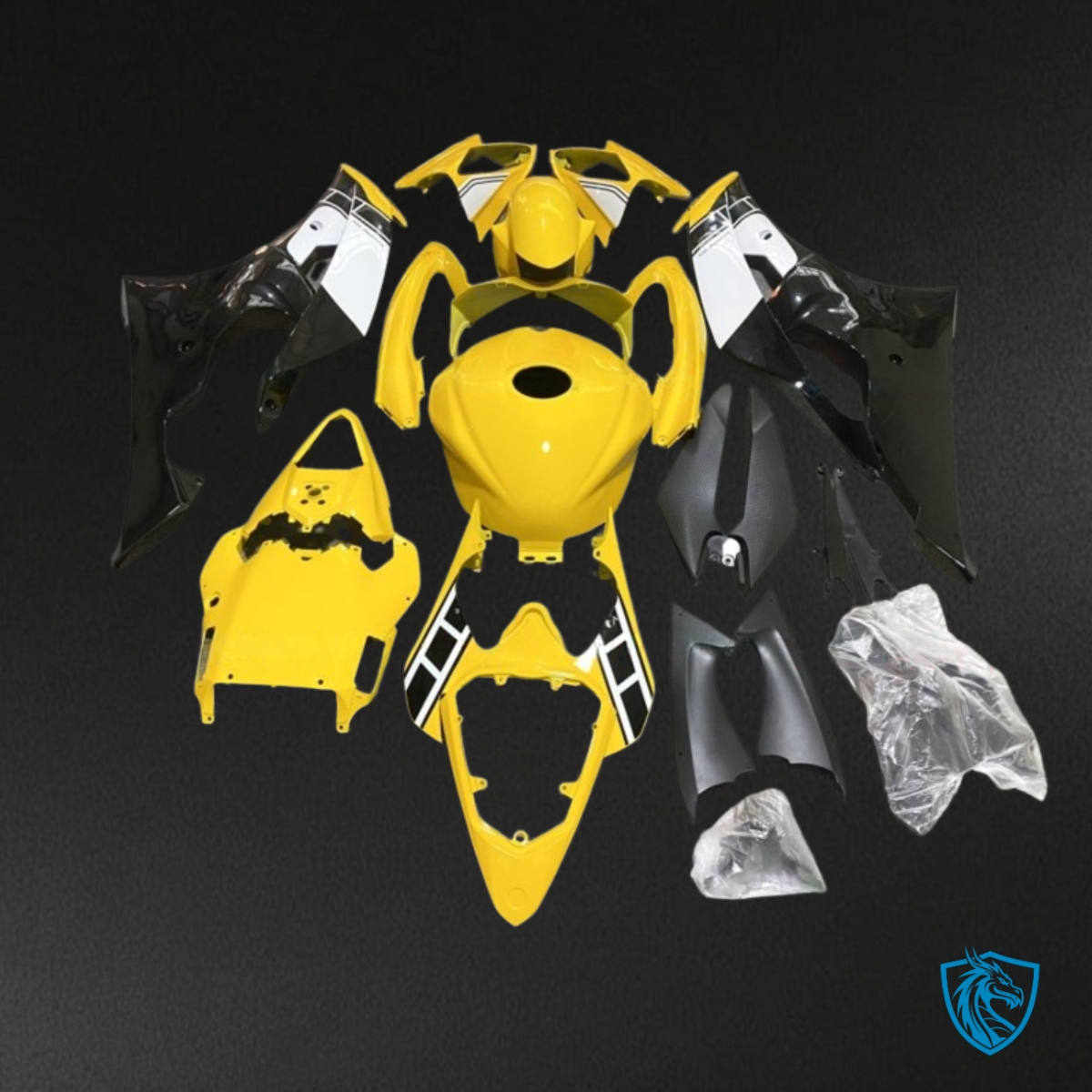 Yamaha YZF R6 (2008-2016) Glossy Yellow, White & Black - MERGEment Motorcycle Fairings Kit