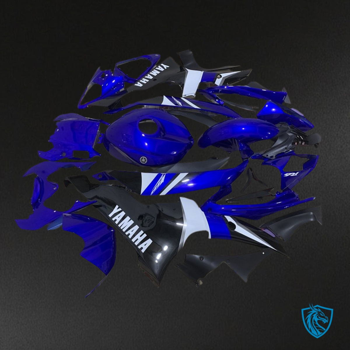Yamaha YZF R6 (2008-2016) Black, Blue & White - Custom ABS Fairing Kit