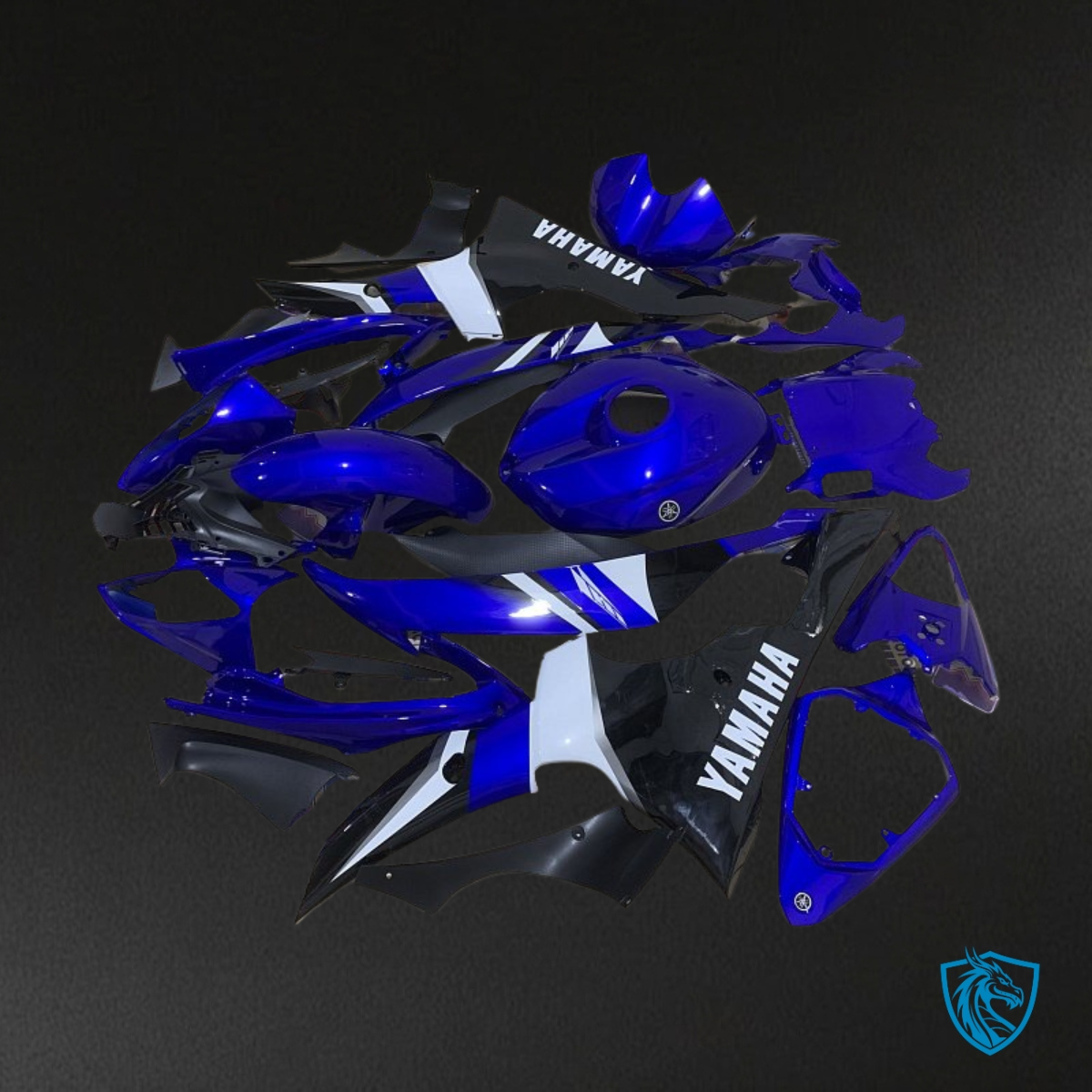 Yamaha YZF R6 (2008-2016) Black, Blue & White - Custom ABS Fairing Kit